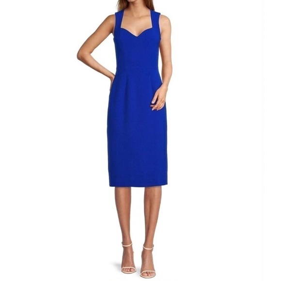 Dress The Population Elle Queen Anne Sweetheart Midi  Dress Electric Blue XL - Picture 2 of 11